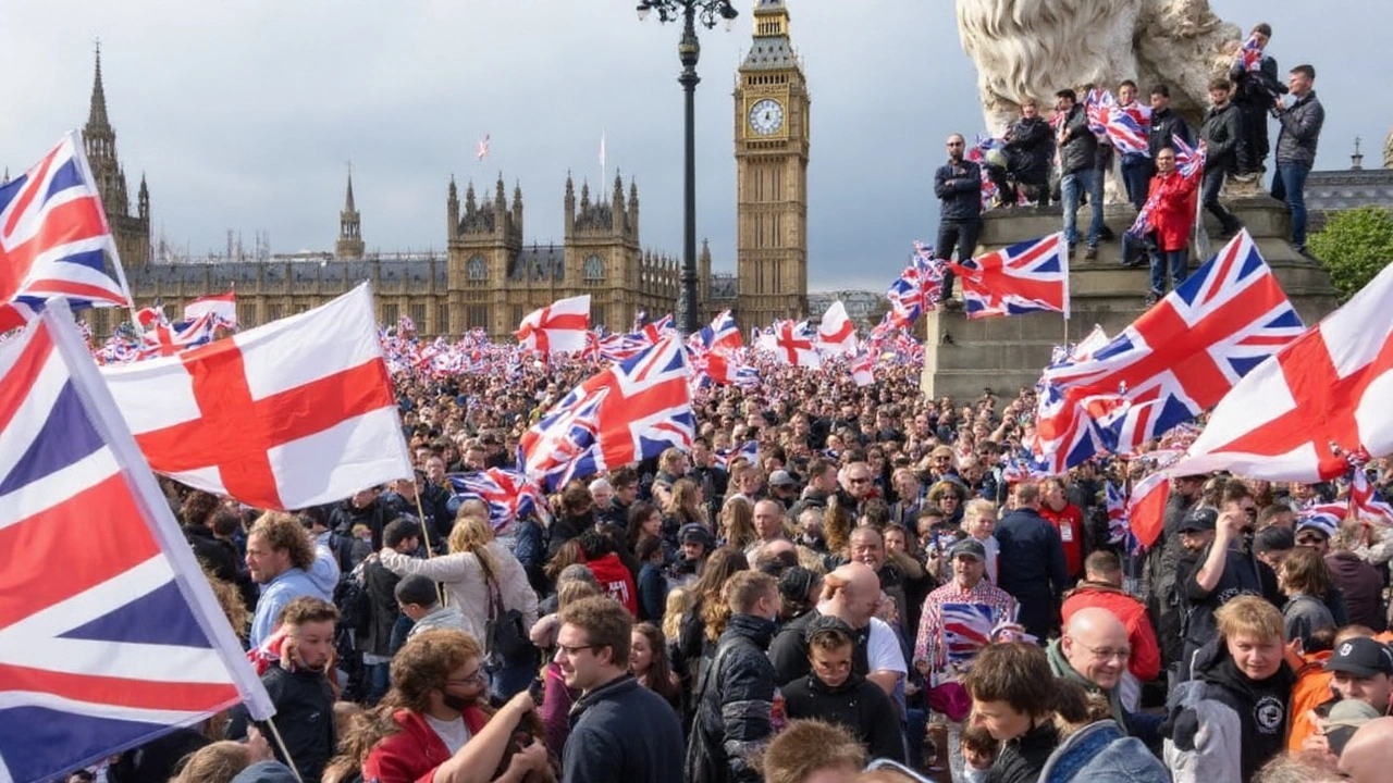 Tommy Robinson rally draws 110,000 in London as bottles and flares thrown at police
